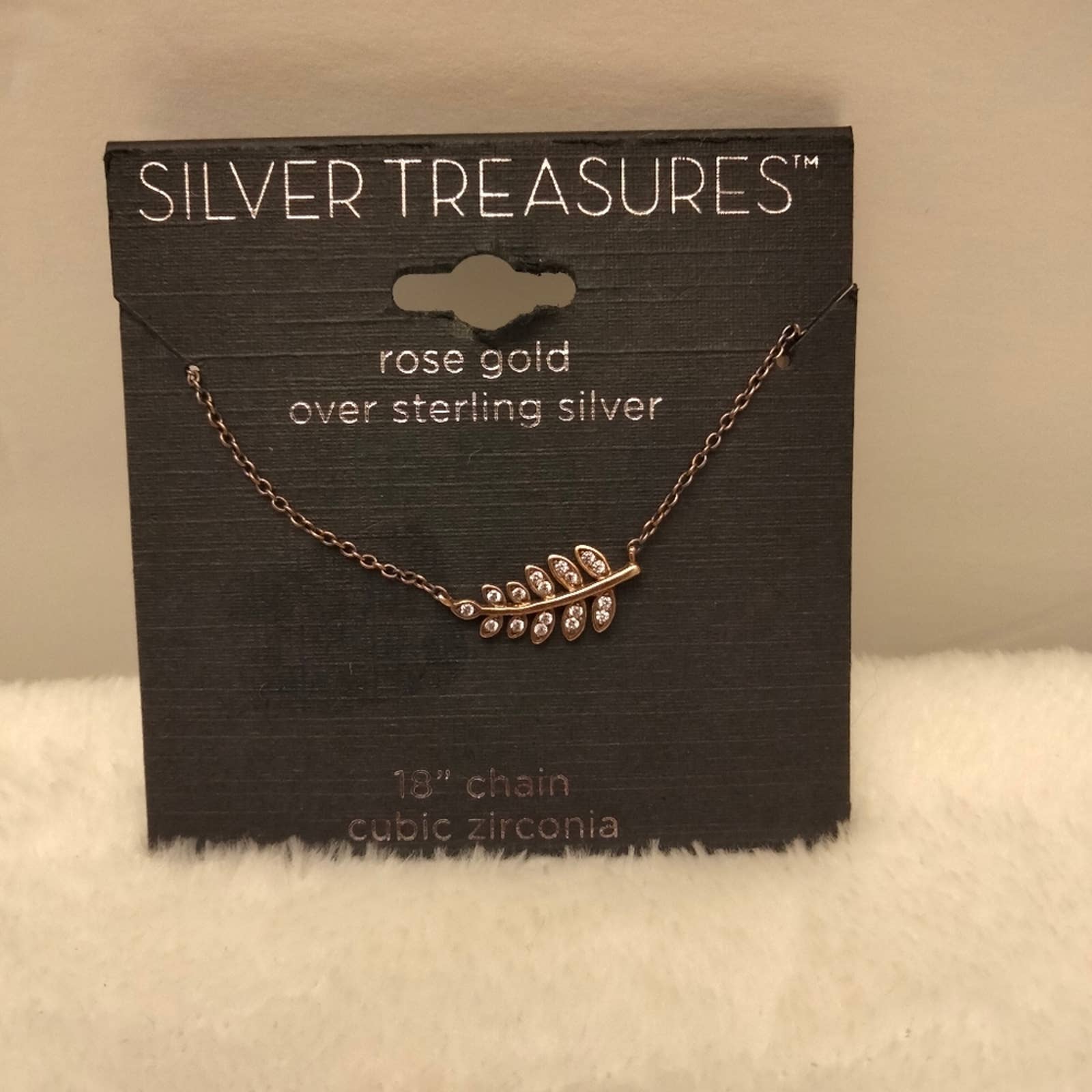 Silver Treasures Rose Gold Over Sterling Silver Leaf Necklace 18